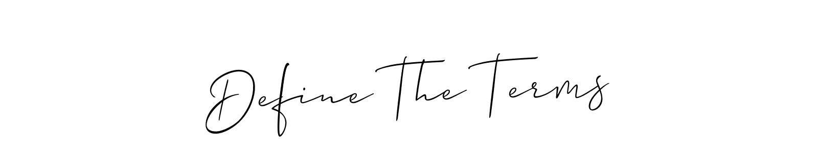 Allison_Script is a professional signature style that is perfect for those who want to add a touch of class to their signature. It is also a great choice for those who want to make their signature more unique. Get Define The Terms name to fancy signature for free. Define The Terms signature style 2 images and pictures png