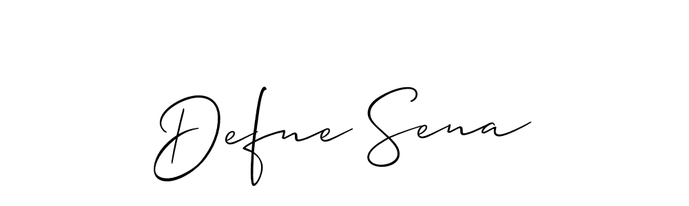The best way (Allison_Script) to make a short signature is to pick only two or three words in your name. The name Defne Sena include a total of six letters. For converting this name. Defne Sena signature style 2 images and pictures png