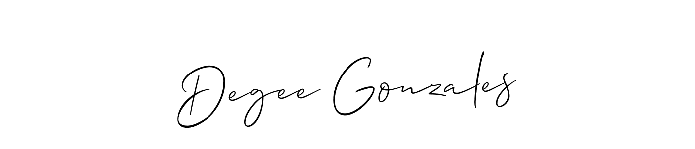 Degee Gonzales stylish signature style. Best Handwritten Sign (Allison_Script) for my name. Handwritten Signature Collection Ideas for my name Degee Gonzales. Degee Gonzales signature style 2 images and pictures png