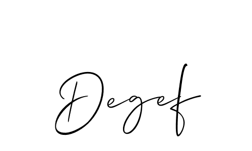 The best way (Allison_Script) to make a short signature is to pick only two or three words in your name. The name Degef include a total of six letters. For converting this name. Degef signature style 2 images and pictures png