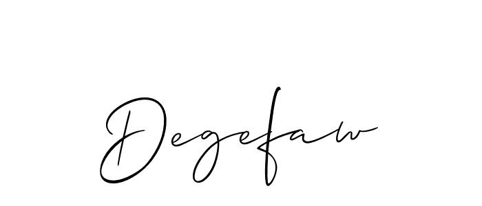 Design your own signature with our free online signature maker. With this signature software, you can create a handwritten (Allison_Script) signature for name Degefaw. Degefaw signature style 2 images and pictures png