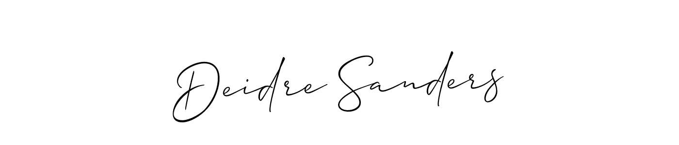 Make a short Deidre Sanders signature style. Manage your documents anywhere anytime using Allison_Script. Create and add eSignatures, submit forms, share and send files easily. Deidre Sanders signature style 2 images and pictures png