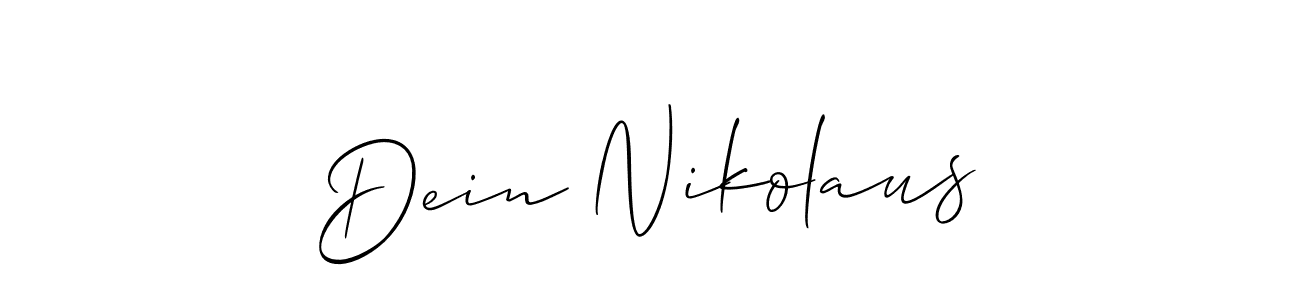 You should practise on your own different ways (Allison_Script) to write your name (Dein Nikolaus) in signature. don't let someone else do it for you. Dein Nikolaus signature style 2 images and pictures png