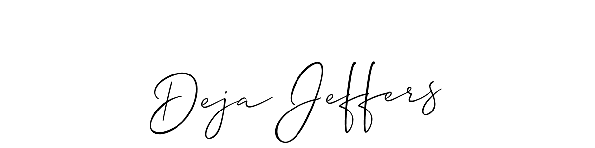 It looks lik you need a new signature style for name Deja Jeffers. Design unique handwritten (Allison_Script) signature with our free signature maker in just a few clicks. Deja Jeffers signature style 2 images and pictures png