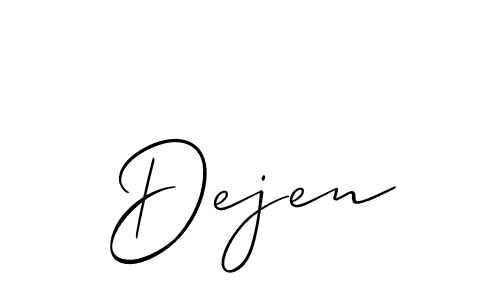 It looks lik you need a new signature style for name Dejen. Design unique handwritten (Allison_Script) signature with our free signature maker in just a few clicks. Dejen signature style 2 images and pictures png