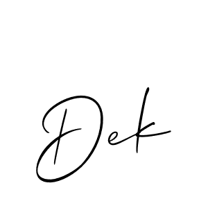 Dek stylish signature style. Best Handwritten Sign (Allison_Script) for my name. Handwritten Signature Collection Ideas for my name Dek. Dek signature style 2 images and pictures png