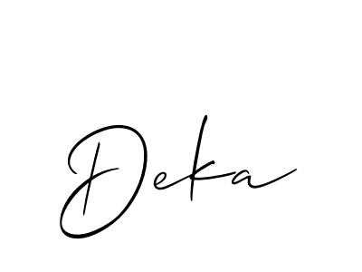 Also we have Deka name is the best signature style. Create professional handwritten signature collection using Allison_Script autograph style. Deka signature style 2 images and pictures png