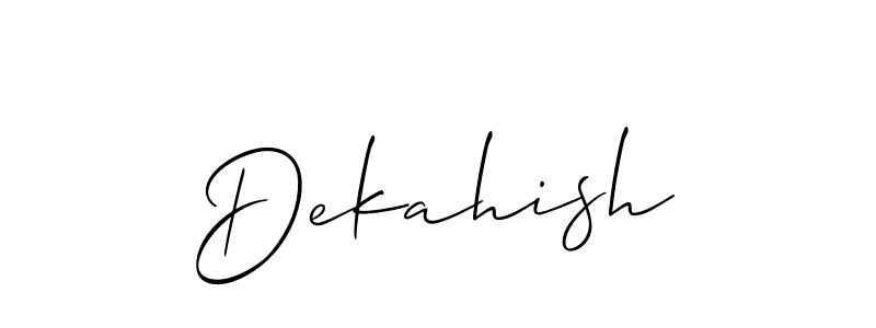 How to make Dekahish name signature. Use Allison_Script style for creating short signs online. This is the latest handwritten sign. Dekahish signature style 2 images and pictures png