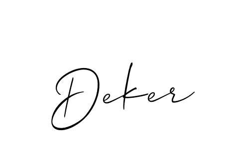 Allison_Script is a professional signature style that is perfect for those who want to add a touch of class to their signature. It is also a great choice for those who want to make their signature more unique. Get Deker name to fancy signature for free. Deker signature style 2 images and pictures png