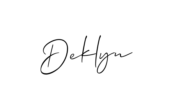 It looks lik you need a new signature style for name Deklyn. Design unique handwritten (Allison_Script) signature with our free signature maker in just a few clicks. Deklyn signature style 2 images and pictures png