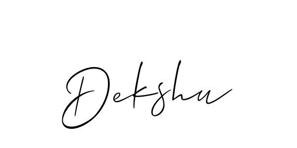 Similarly Allison_Script is the best handwritten signature design. Signature creator online .You can use it as an online autograph creator for name Dekshu. Dekshu signature style 2 images and pictures png