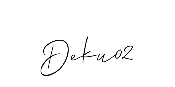 It looks lik you need a new signature style for name Deku02. Design unique handwritten (Allison_Script) signature with our free signature maker in just a few clicks. Deku02 signature style 2 images and pictures png