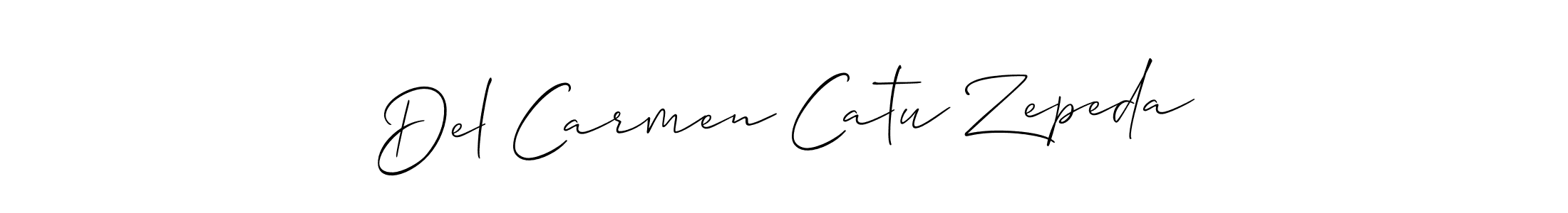 Similarly Allison_Script is the best handwritten signature design. Signature creator online .You can use it as an online autograph creator for name Del Carmen Catu Zepeda. Del Carmen Catu Zepeda signature style 2 images and pictures png