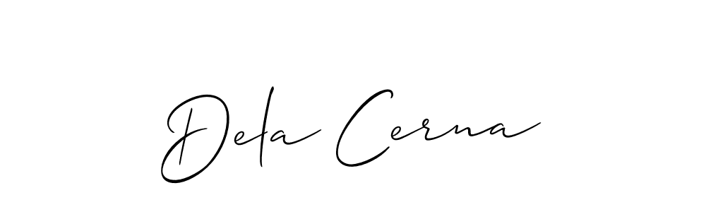 The best way (Allison_Script) to make a short signature is to pick only two or three words in your name. The name Dela Cerna include a total of six letters. For converting this name. Dela Cerna signature style 2 images and pictures png