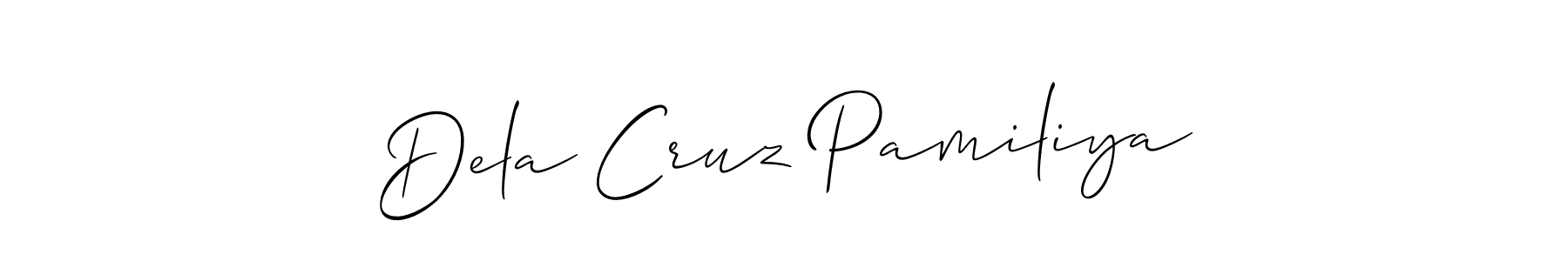 Allison_Script is a professional signature style that is perfect for those who want to add a touch of class to their signature. It is also a great choice for those who want to make their signature more unique. Get Dela Cruz Pamiliya name to fancy signature for free. Dela Cruz Pamiliya signature style 2 images and pictures png