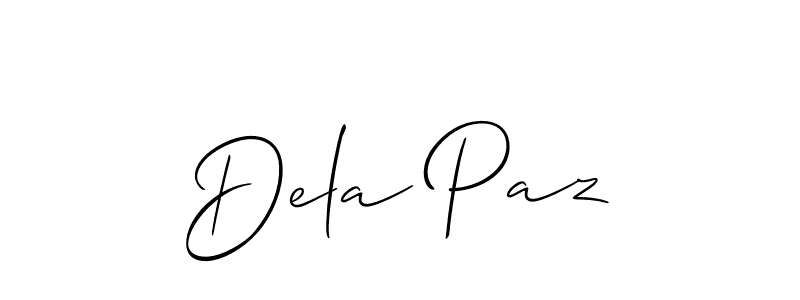 Allison_Script is a professional signature style that is perfect for those who want to add a touch of class to their signature. It is also a great choice for those who want to make their signature more unique. Get Dela Paz name to fancy signature for free. Dela Paz signature style 2 images and pictures png