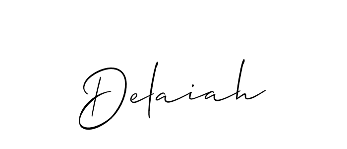 Make a beautiful signature design for name Delaiah. With this signature (Allison_Script) style, you can create a handwritten signature for free. Delaiah signature style 2 images and pictures png