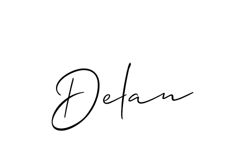 The best way (Allison_Script) to make a short signature is to pick only two or three words in your name. The name Delan include a total of six letters. For converting this name. Delan signature style 2 images and pictures png