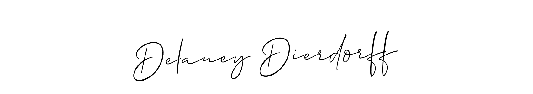 Allison_Script is a professional signature style that is perfect for those who want to add a touch of class to their signature. It is also a great choice for those who want to make their signature more unique. Get Delaney Dierdorff name to fancy signature for free. Delaney Dierdorff signature style 2 images and pictures png