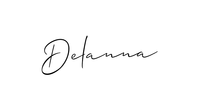 Make a beautiful signature design for name Delanna. With this signature (Allison_Script) style, you can create a handwritten signature for free. Delanna signature style 2 images and pictures png