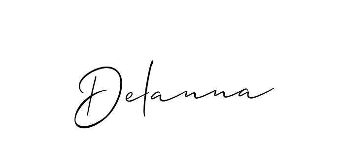 Make a beautiful signature design for name Delanna. With this signature (Allison_Script) style, you can create a handwritten signature for free. Delanna signature style 2 images and pictures png