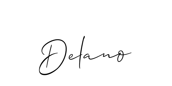 Use a signature maker to create a handwritten signature online. With this signature software, you can design (Allison_Script) your own signature for name Delano. Delano signature style 2 images and pictures png