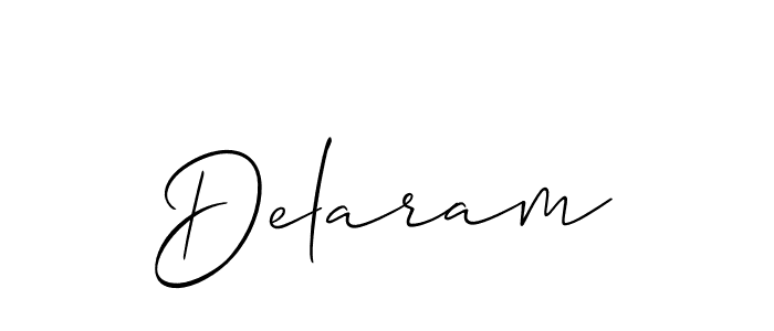 The best way (Allison_Script) to make a short signature is to pick only two or three words in your name. The name Delaram include a total of six letters. For converting this name. Delaram signature style 2 images and pictures png