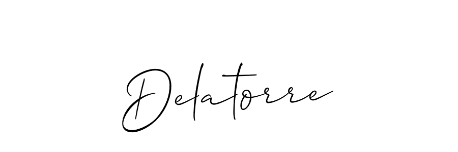 Make a beautiful signature design for name Delatorre. With this signature (Allison_Script) style, you can create a handwritten signature for free. Delatorre signature style 2 images and pictures png