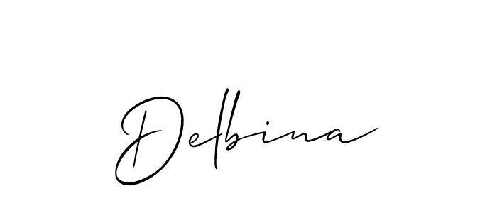 Delbina stylish signature style. Best Handwritten Sign (Allison_Script) for my name. Handwritten Signature Collection Ideas for my name Delbina. Delbina signature style 2 images and pictures png