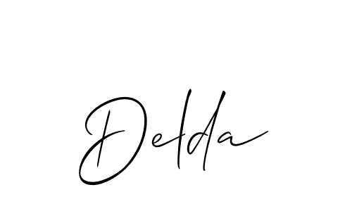 Create a beautiful signature design for name Delda. With this signature (Allison_Script) fonts, you can make a handwritten signature for free. Delda signature style 2 images and pictures png