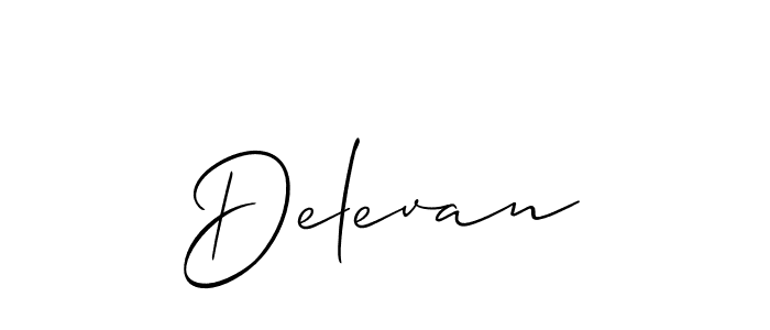 How to make Delevan name signature. Use Allison_Script style for creating short signs online. This is the latest handwritten sign. Delevan signature style 2 images and pictures png