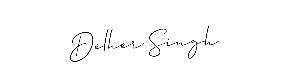 Allison_Script is a professional signature style that is perfect for those who want to add a touch of class to their signature. It is also a great choice for those who want to make their signature more unique. Get Delher Singh name to fancy signature for free. Delher Singh signature style 2 images and pictures png