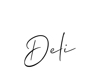 The best way (Allison_Script) to make a short signature is to pick only two or three words in your name. The name Deli include a total of six letters. For converting this name. Deli signature style 2 images and pictures png