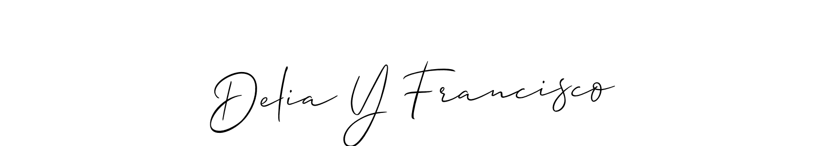 You should practise on your own different ways (Allison_Script) to write your name (Delia Y Francisco) in signature. don't let someone else do it for you. Delia Y Francisco signature style 2 images and pictures png