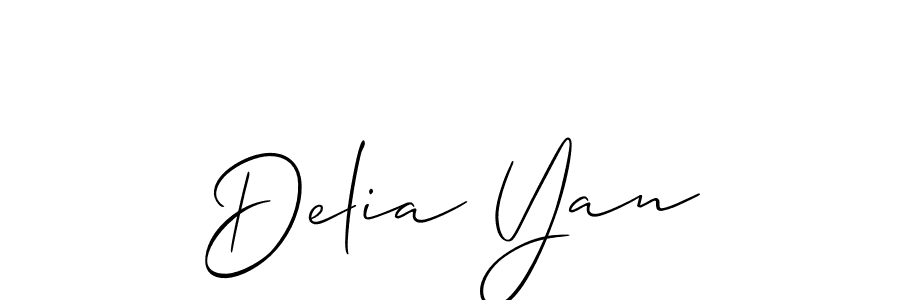 Make a beautiful signature design for name Delia Yan. With this signature (Allison_Script) style, you can create a handwritten signature for free. Delia Yan signature style 2 images and pictures png
