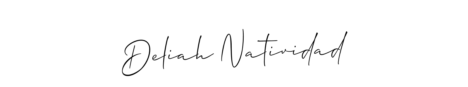 Deliah Natividad stylish signature style. Best Handwritten Sign (Allison_Script) for my name. Handwritten Signature Collection Ideas for my name Deliah Natividad. Deliah Natividad signature style 2 images and pictures png