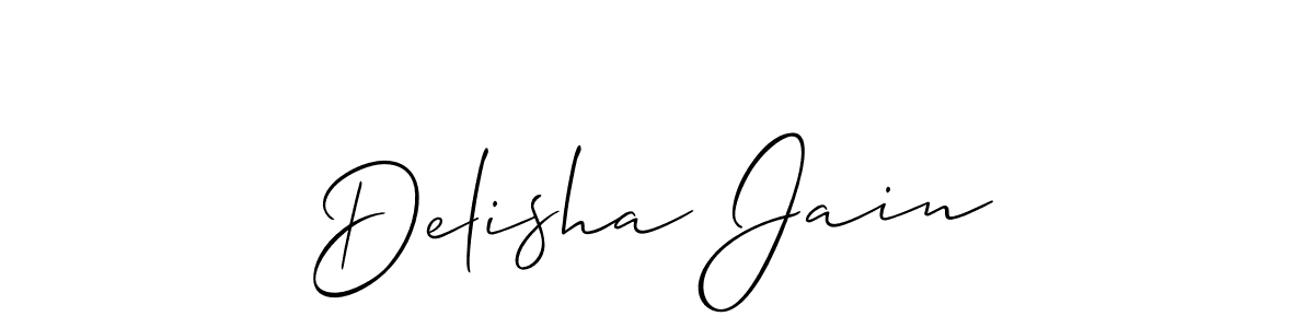 The best way (Allison_Script) to make a short signature is to pick only two or three words in your name. The name Delisha Jain include a total of six letters. For converting this name. Delisha Jain signature style 2 images and pictures png