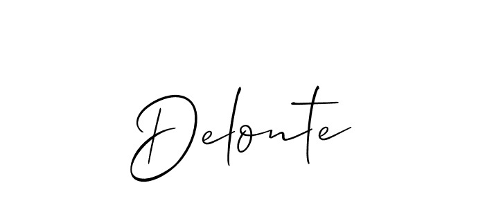 How to make Delonte signature? Allison_Script is a professional autograph style. Create handwritten signature for Delonte name. Delonte signature style 2 images and pictures png