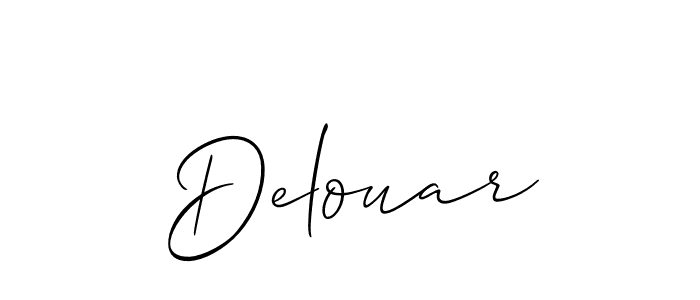 The best way (Allison_Script) to make a short signature is to pick only two or three words in your name. The name Delouar include a total of six letters. For converting this name. Delouar signature style 2 images and pictures png