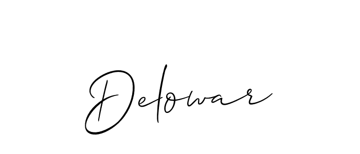 The best way (Allison_Script) to make a short signature is to pick only two or three words in your name. The name Delowar include a total of six letters. For converting this name. Delowar signature style 2 images and pictures png