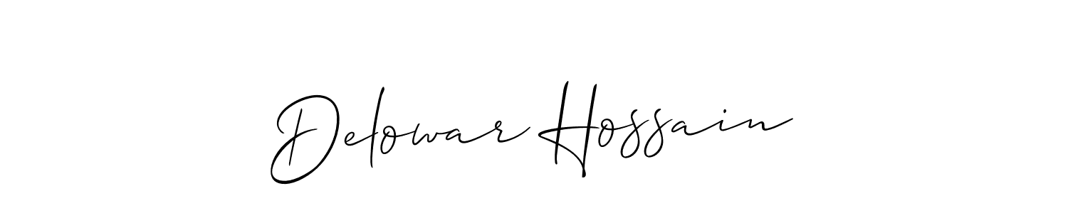 Make a beautiful signature design for name Delowar Hossain. With this signature (Allison_Script) style, you can create a handwritten signature for free. Delowar Hossain signature style 2 images and pictures png
