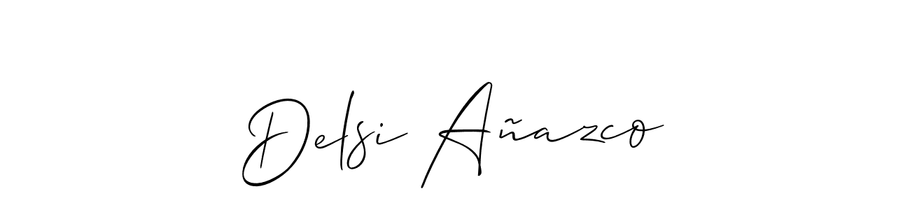 This is the best signature style for the Delsi Añazco name. Also you like these signature font (Allison_Script). Mix name signature. Delsi Añazco signature style 2 images and pictures png
