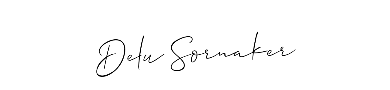 How to make Delu Sornaker signature? Allison_Script is a professional autograph style. Create handwritten signature for Delu Sornaker name. Delu Sornaker signature style 2 images and pictures png