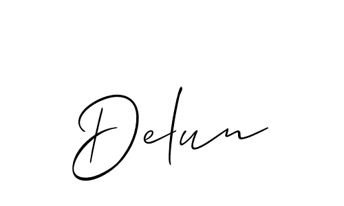 How to make Delun name signature. Use Allison_Script style for creating short signs online. This is the latest handwritten sign. Delun signature style 2 images and pictures png