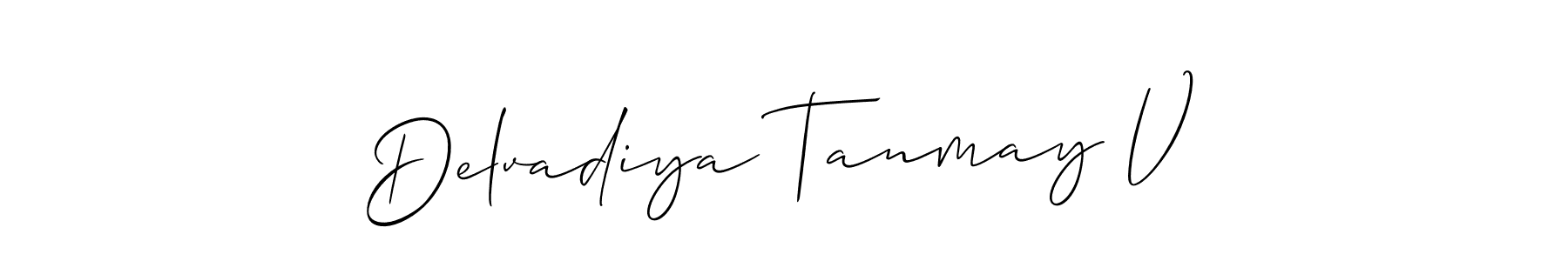 Design your own signature with our free online signature maker. With this signature software, you can create a handwritten (Allison_Script) signature for name Delvadiya Tanmay V. Delvadiya Tanmay V signature style 2 images and pictures png