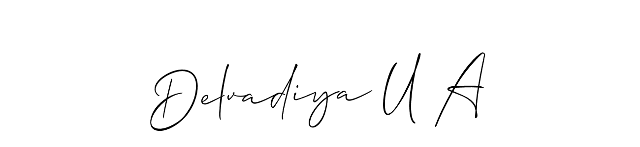Design your own signature with our free online signature maker. With this signature software, you can create a handwritten (Allison_Script) signature for name Delvadiya U A. Delvadiya U A signature style 2 images and pictures png