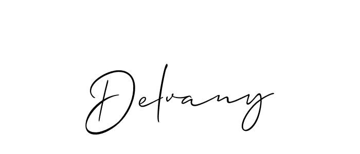 Create a beautiful signature design for name Delvany. With this signature (Allison_Script) fonts, you can make a handwritten signature for free. Delvany signature style 2 images and pictures png