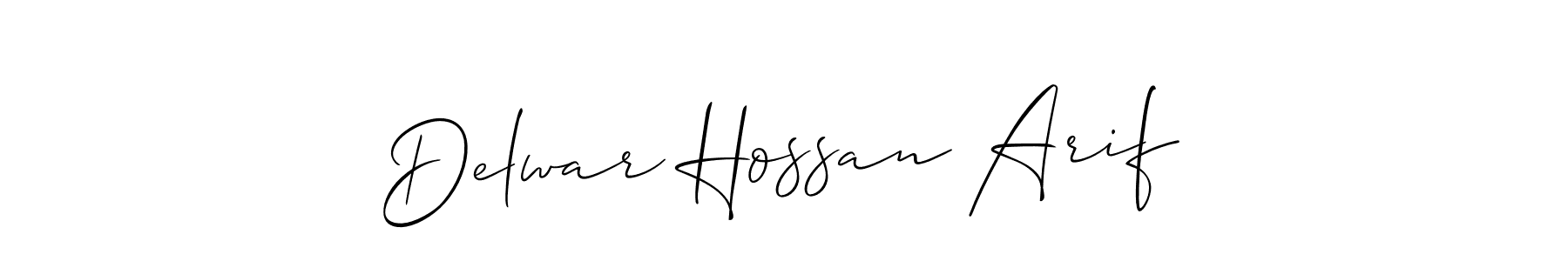 Design your own signature with our free online signature maker. With this signature software, you can create a handwritten (Allison_Script) signature for name Delwar Hossan Arif. Delwar Hossan Arif signature style 2 images and pictures png