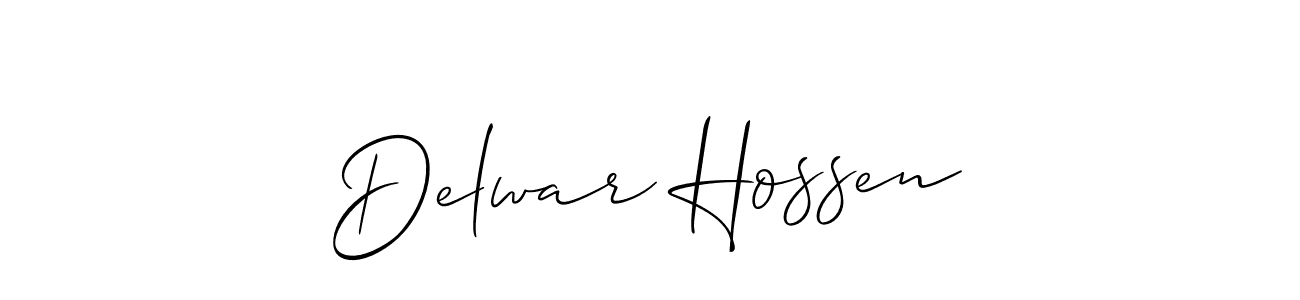 Allison_Script is a professional signature style that is perfect for those who want to add a touch of class to their signature. It is also a great choice for those who want to make their signature more unique. Get Delwar Hossen name to fancy signature for free. Delwar Hossen signature style 2 images and pictures png