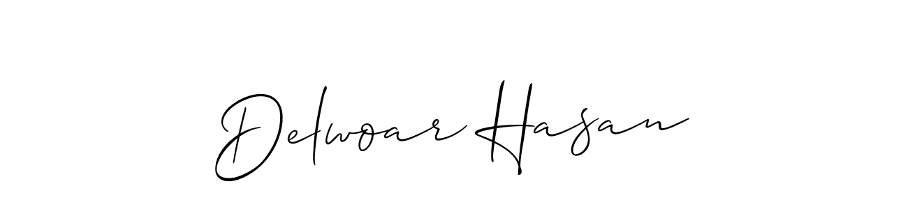 Create a beautiful signature design for name Delwoar Hasan. With this signature (Allison_Script) fonts, you can make a handwritten signature for free. Delwoar Hasan signature style 2 images and pictures png